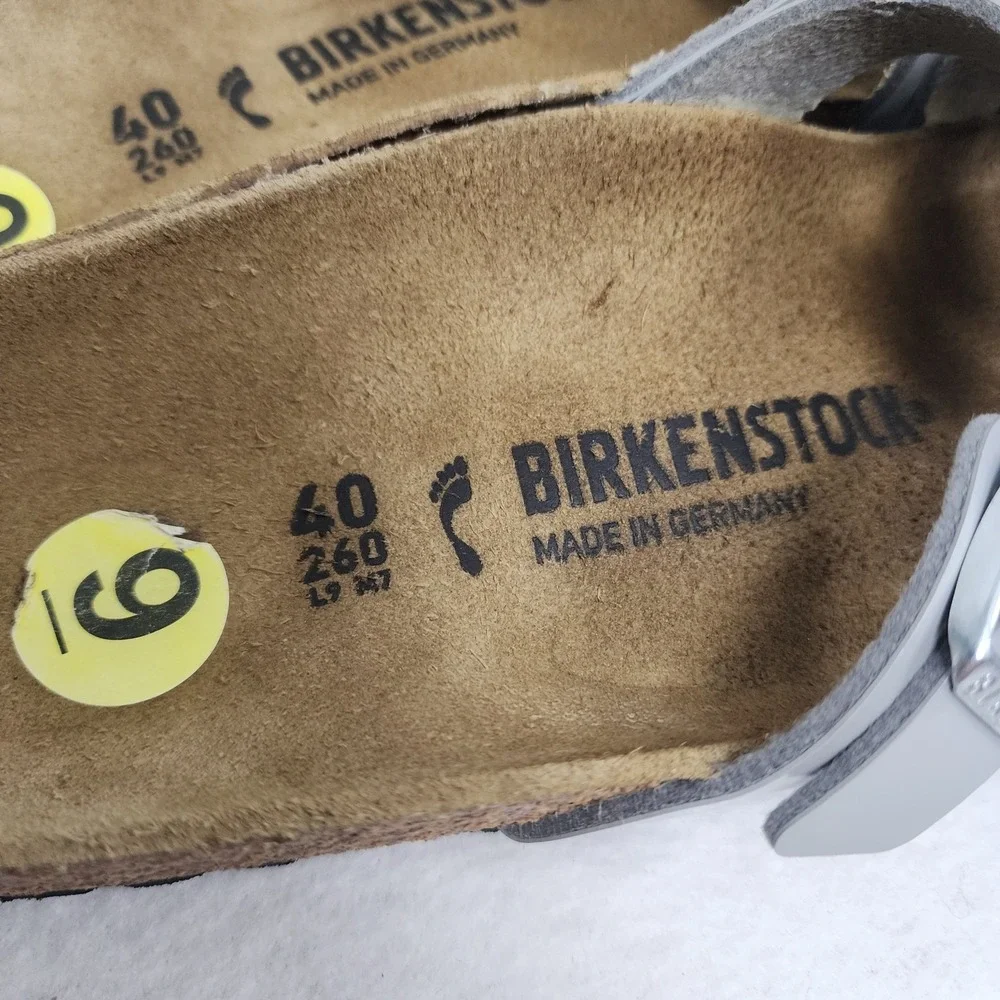 Birkenstock Franca Womens 9 Slide Gray Birko Flor Patent Slip On Comfort Sandal
